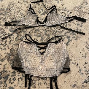 Victoria secret skirt garter and bra set